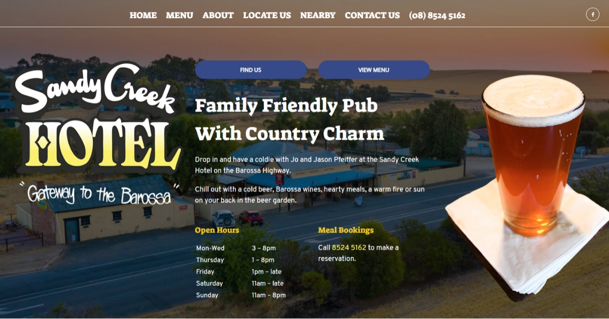 Sandy Creek Hotel - Country Pub - Meals and Beer Garden